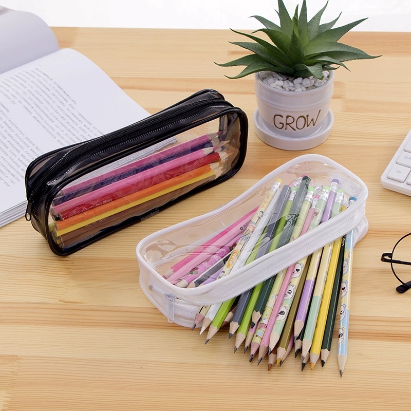 Transparent PVC Pencil Case Simple Fashion Pencil Pouch Waterproof Pen Case  Pen Bag Zipper Bag Clear Plastic Stationery Storage Bag
