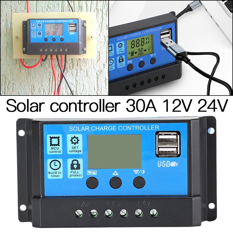 Solar controller 30A 12V 24V Auto Solar Charge Controller PWM With LCD ...