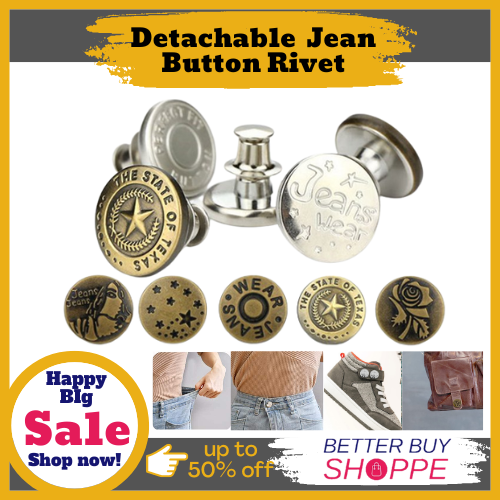 Buttons Metal Button Snap Jeans Replacement Tack Jean Dungaree Sew Snapsset Accessories Craft DIY Clasp Fasteners, Size: 1.7*1.7 cm