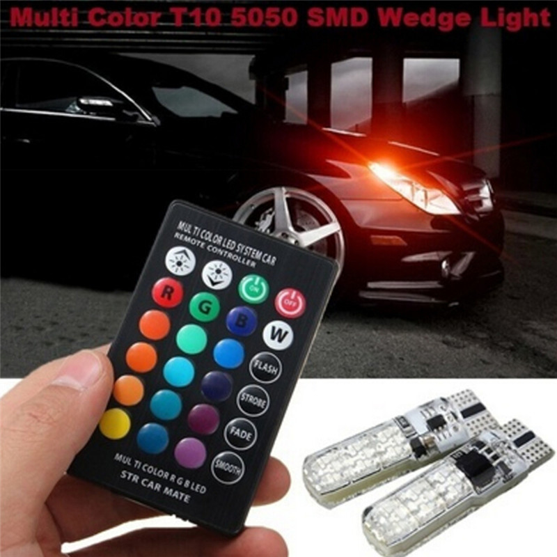 Đèn led xi nhan xe máy điều khiển đổi màu bằng remote led chân t10 bảy màu. bộ 2 đèn led t10 rgb 16 màu kèm remote điều khiển 6 smd 5050
