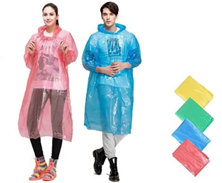 YMS Polythene Plain Pocket Size Raincoats Emergency Travel Color