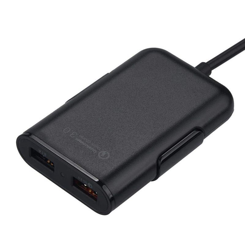 4Port USB Car Charger HUB Adapter Front Back Seat with 6 Feet Extension Cable 4 in 1 Smart Cell