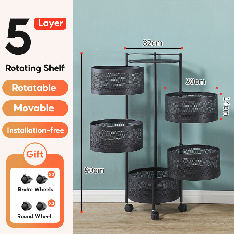Bincoo Rotatable Standing Kitchen Organizer Storage Rack Organizer With