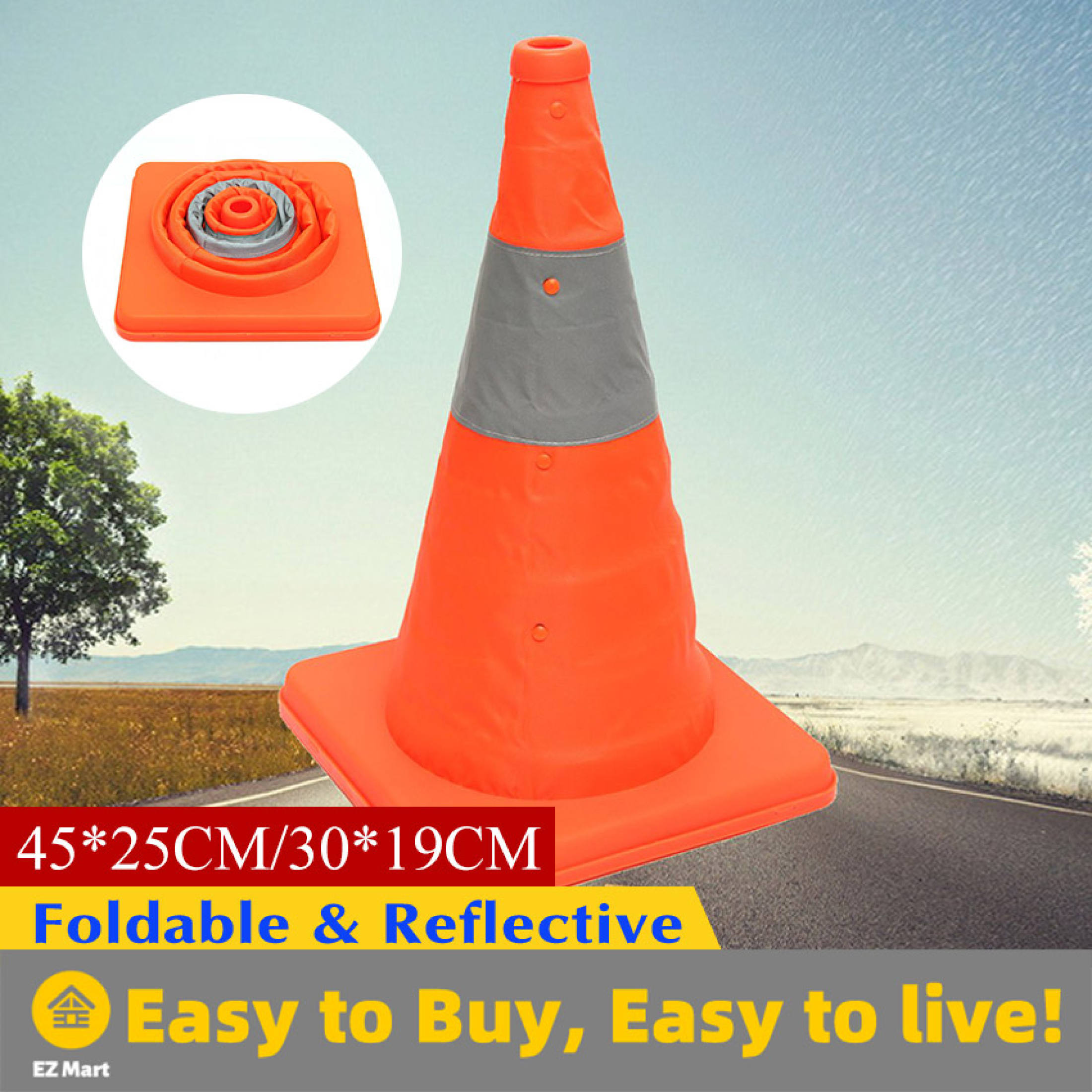 Road Cone Barricades Warning Sign Foldable Reflective Oxford Traffic Cone Traffic Facilities For