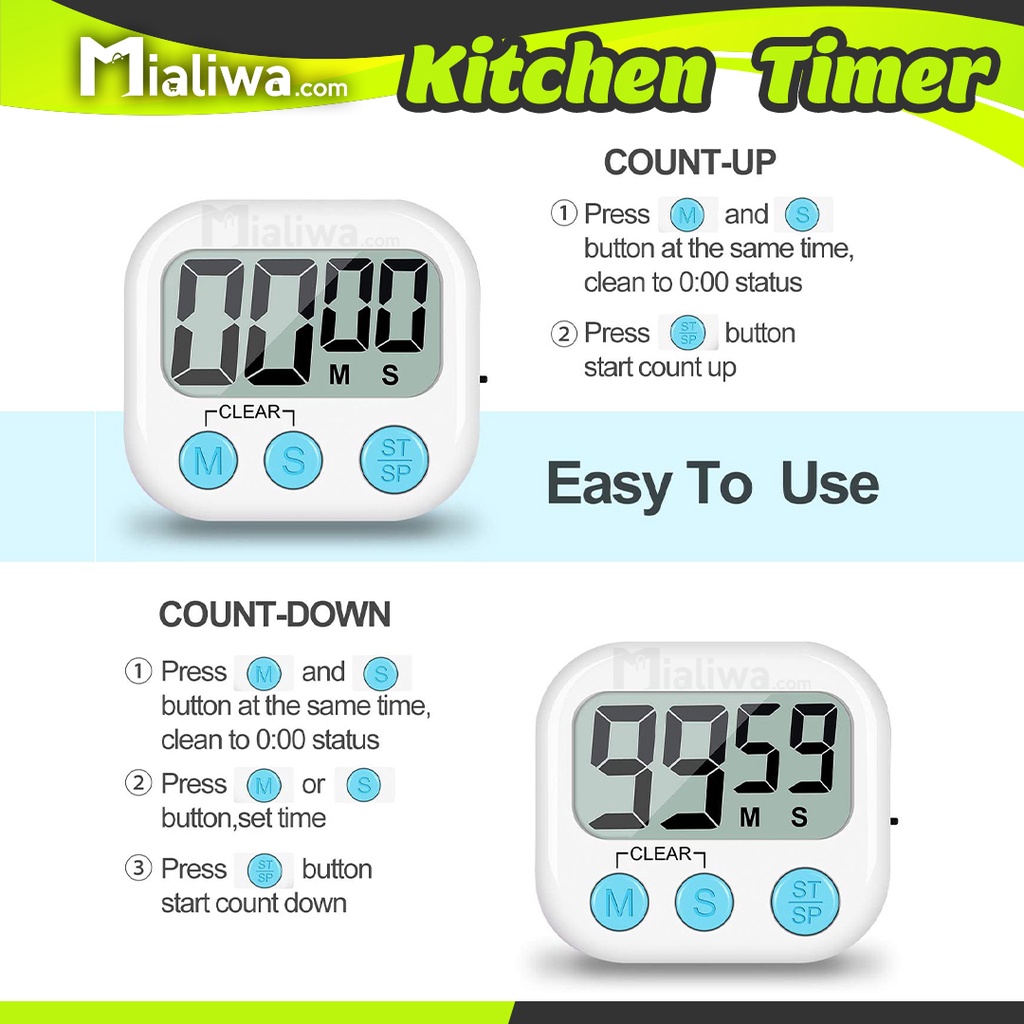 Kitchen Timer LCD Digital Kitchen Countdown Timer Stopwatch With Loud