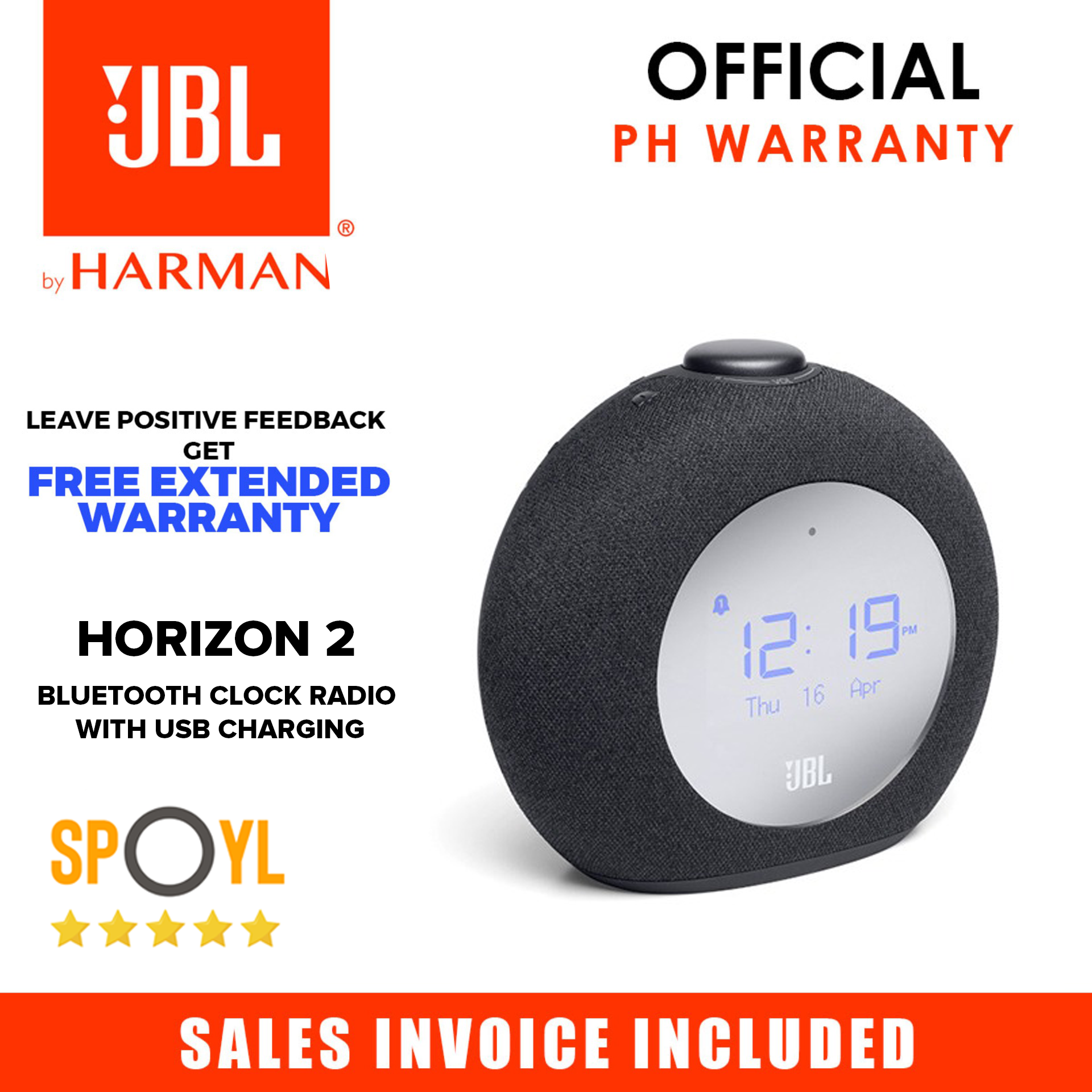 JBL Horizon 2 Bluetooth Speaker With Clock Radio , USB Charging and