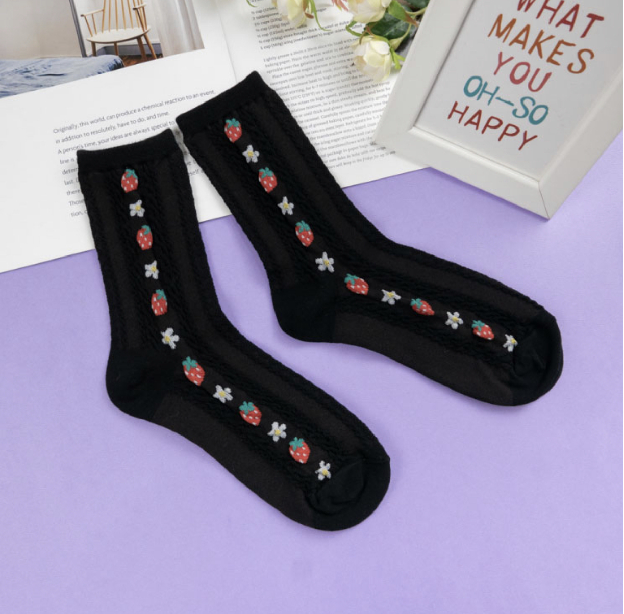 Korean Socks - Strawberry Fruit Scattered Socks - Iconic Socks | Lazada PH