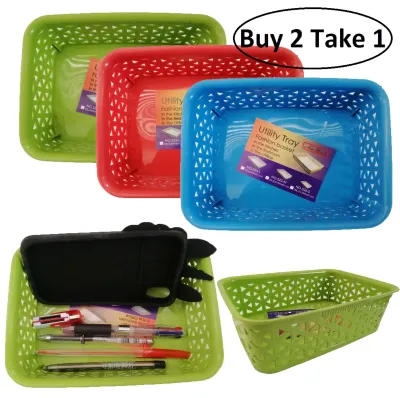 Buy 2 Take 1 Storage Basket Tray Multi-purpose Plastic Office Drawer Shelf Desktop Storage