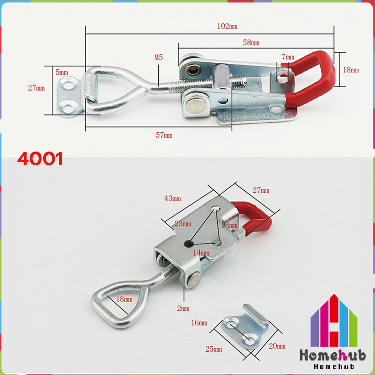 Homehub Latch Clamp Adjustable Pull Latch Door Box Toggle Lock Clamp with Hole 100kg