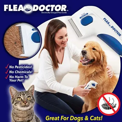 THE ORIGINAL Pet Flea Doctor Electric Anti Flea Comb for Dog and Cat Battery Operated Lice Remover