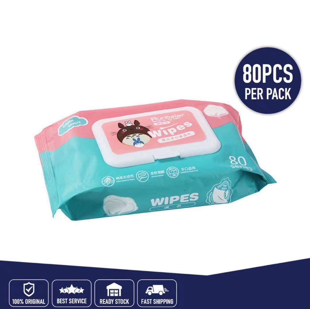 BABY WIPES 80pcs per pack(NonAlcoholwetwipes) RUNBEIER Baby Alcohol