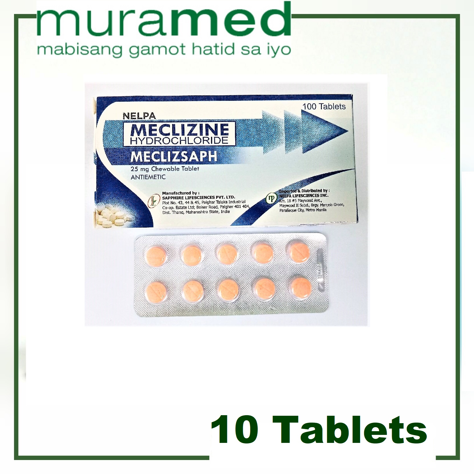 Meclizine 25 mgs