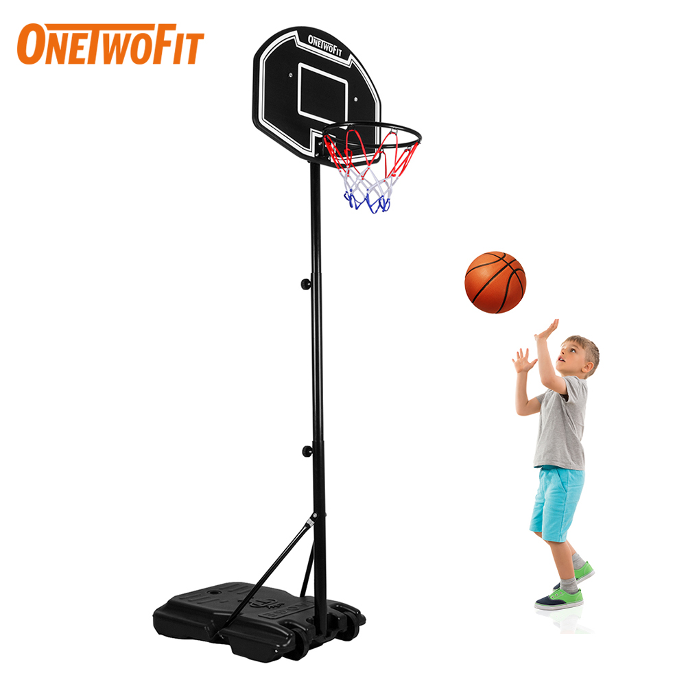 OneTwoFit Height-adjustable Basketball Hoop Set For Kids Teenagers And ...