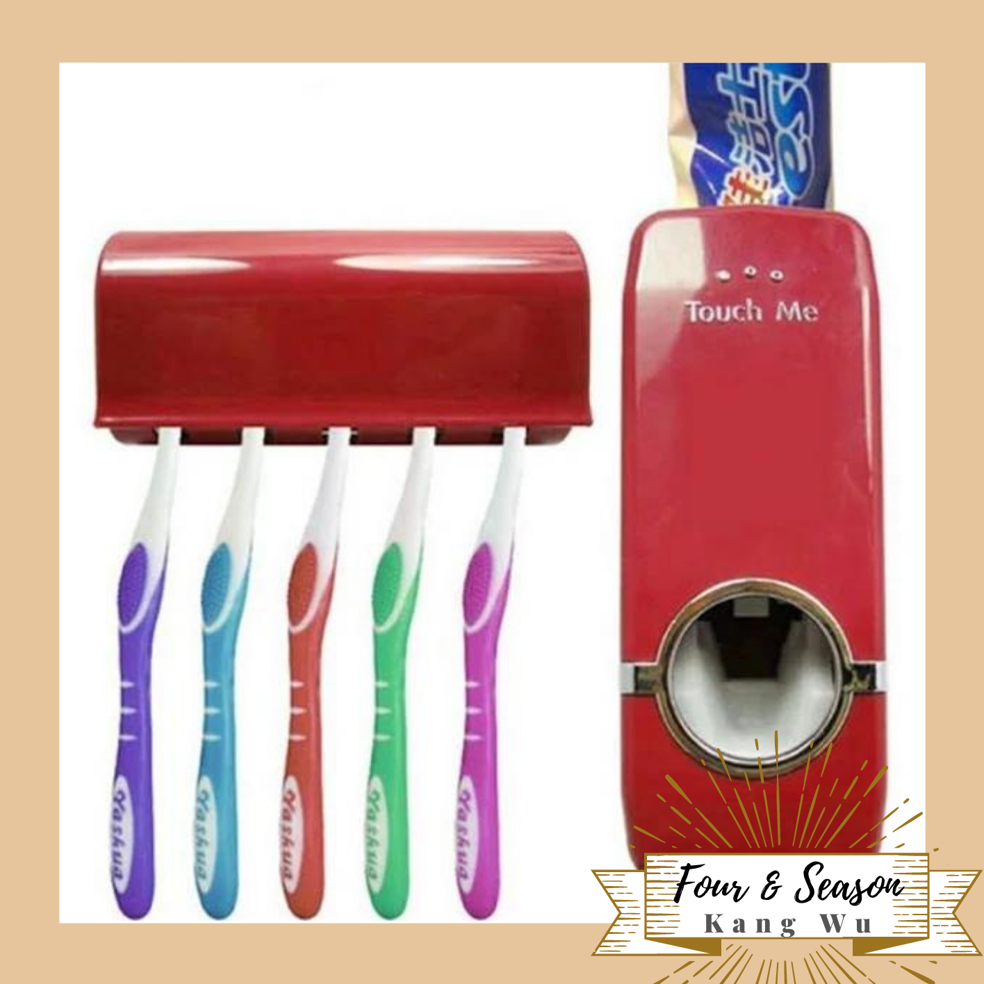 Four Season Wall Mount Automatic Toothpaste Dispenser and Toothbrush