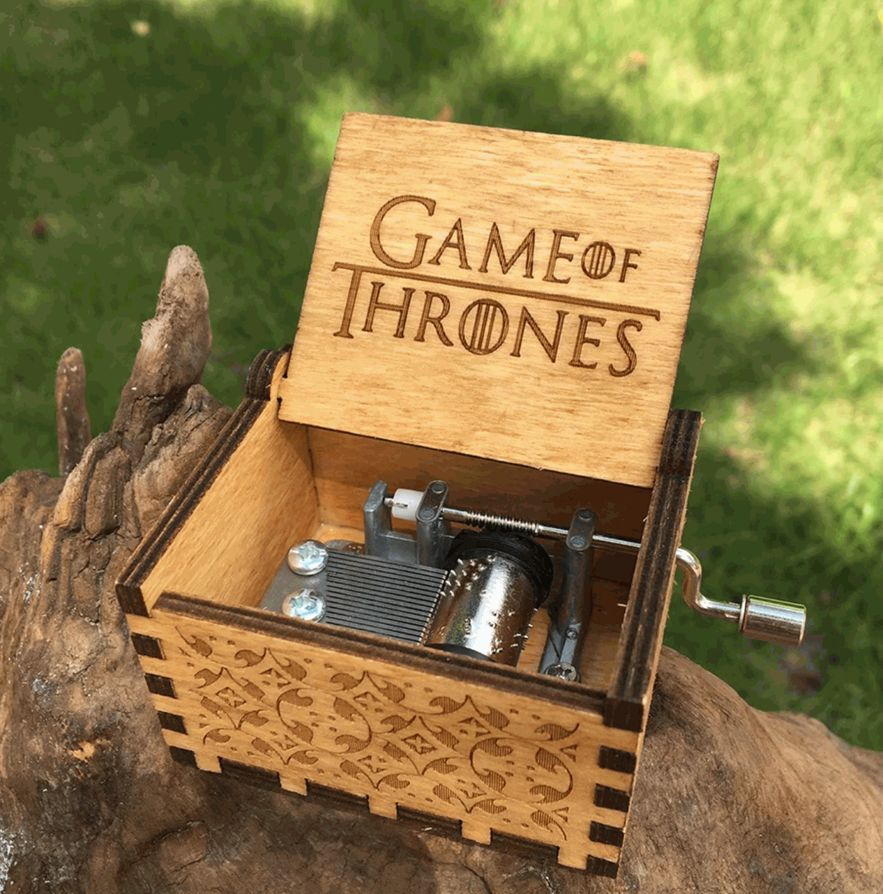 Wooden Music Box Game of Thrones Star Wars Engraved Toy Kid Gift Hand Crank Xmas