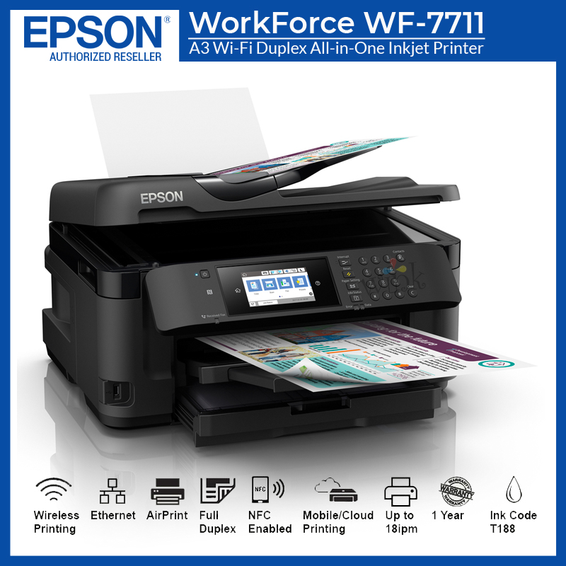 Epson Workforce Wf-7710 Wireless Wide-format Color Inkjet Printer With 