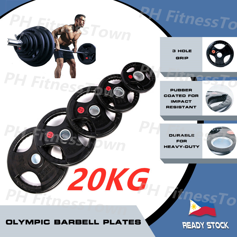 Ready Stock 1PC 20KG Olympic Rubber Barbell Plates 5cm Weightlifting