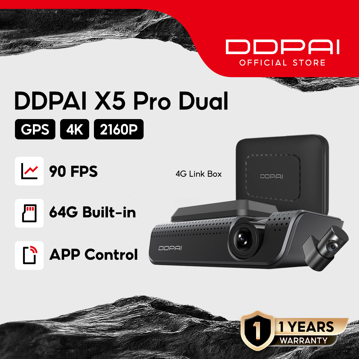 DDPAI X5 Pro DashCam Dual Car Camera Recorder BUILT IN 32GB 90FPS 4K ...