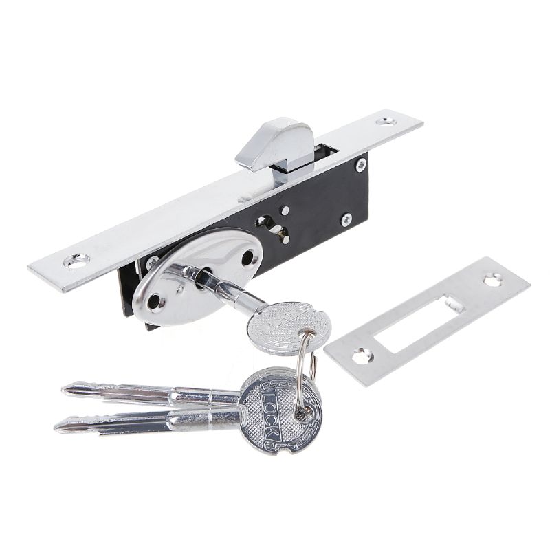 Durable Aluminum Alloy Sliding Door Hook Lock Cross-Shaped Key Bolt Locks For Framed Glass Door Drop Ship
