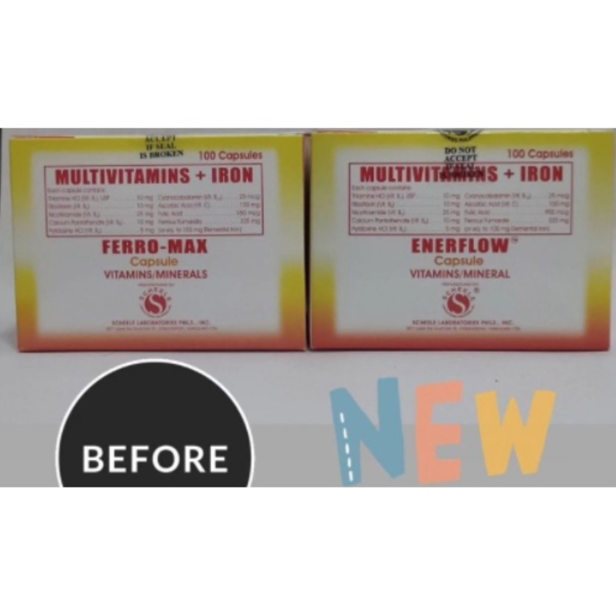 ENERFLOW [FERRO MAX] MULTIVITAMINS IRON Capsules FDA DRP 176