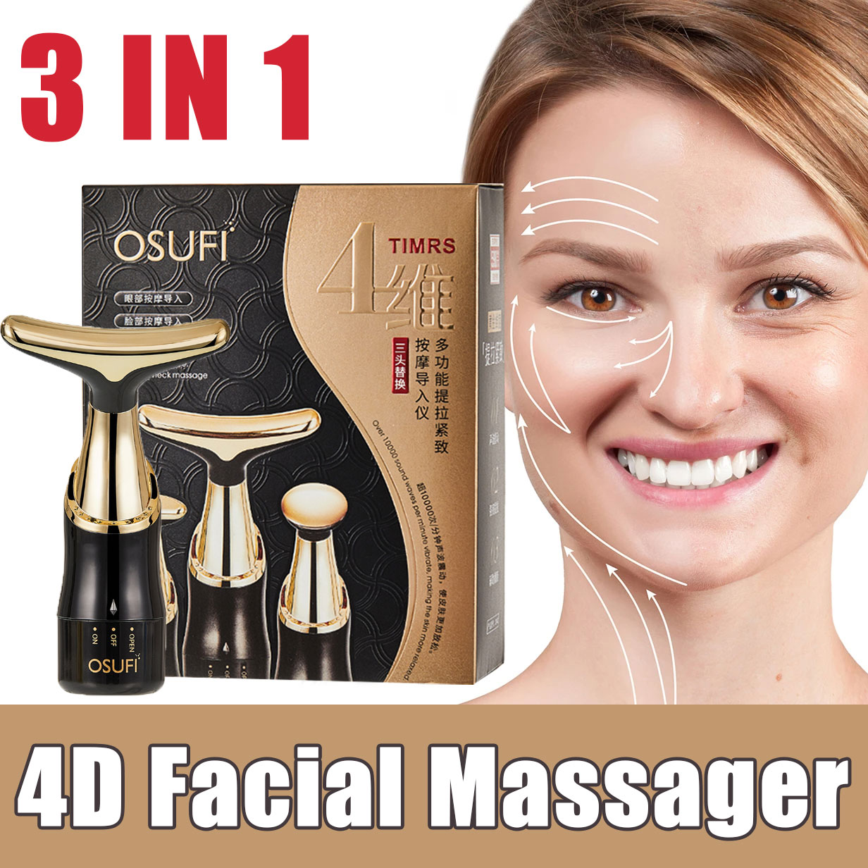 4D Electric Massager 3 in 1 replaceable massage introduction device