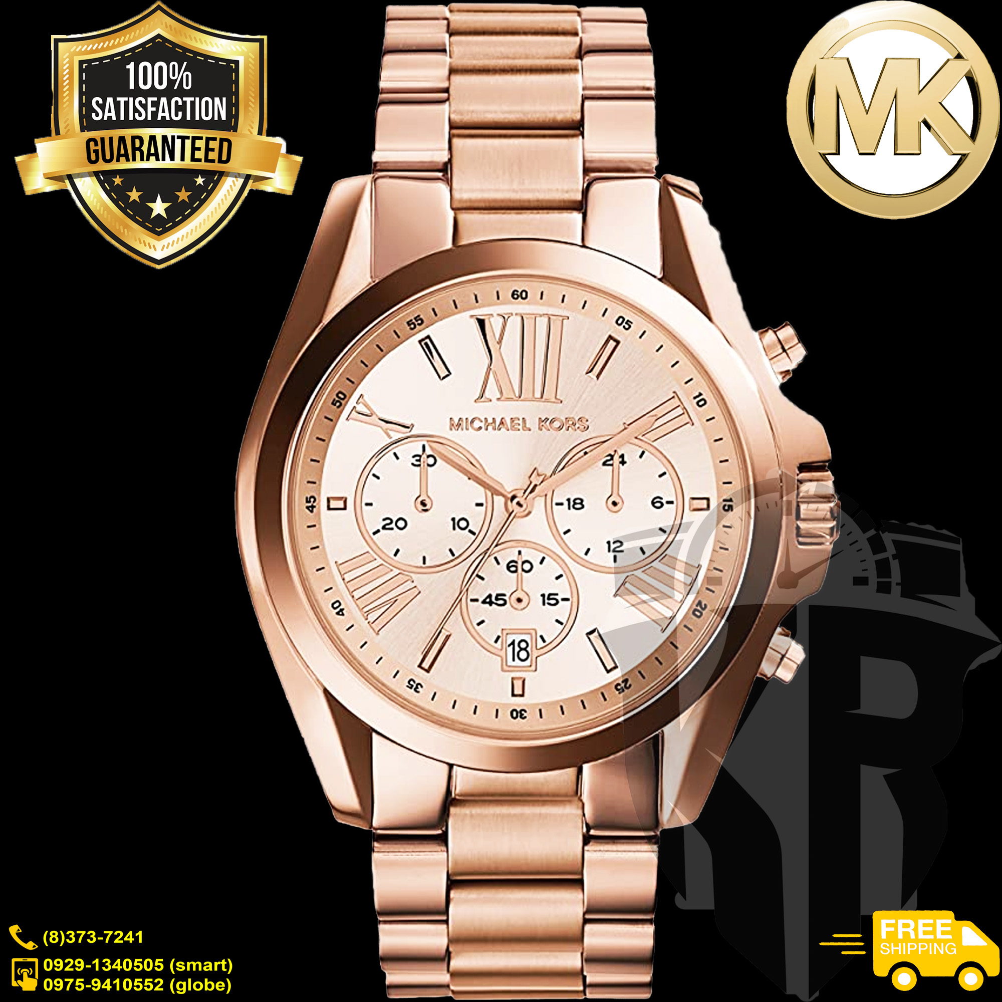 Michael Kors Bradshaw MK8176 Silver  Rose Gold 45mm Silver Dial Mens Watch   Loeti Réflexologue