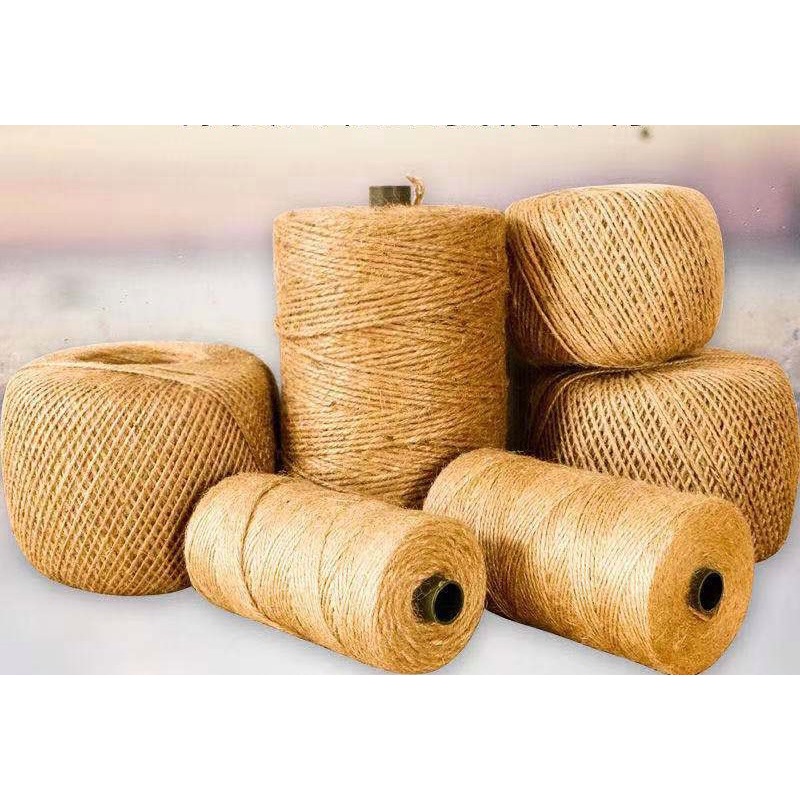 Jute strings hemp strings twine strings natural brown color and green