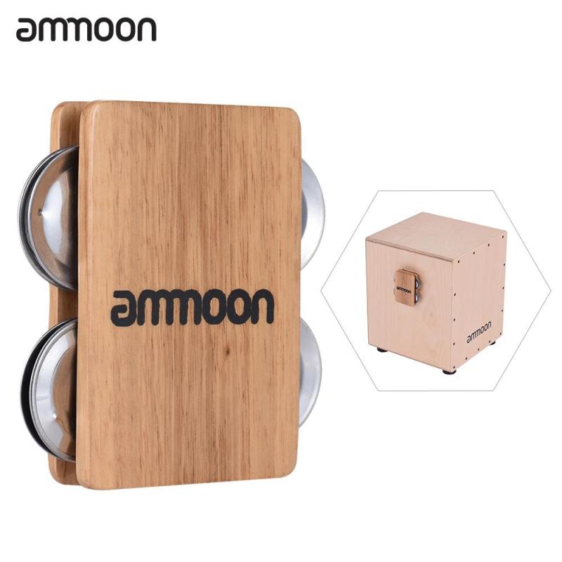 ammoon Cajon Box Drum Companion Accessory 4-bell Jingle Castanet for Hand Percussion Instruments