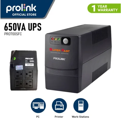 Quantum Computing PROLiNK 650VA UPS Super Fast Charging Line Interactive with built in AVR 140-300VAC PC UPS PRO700SFC