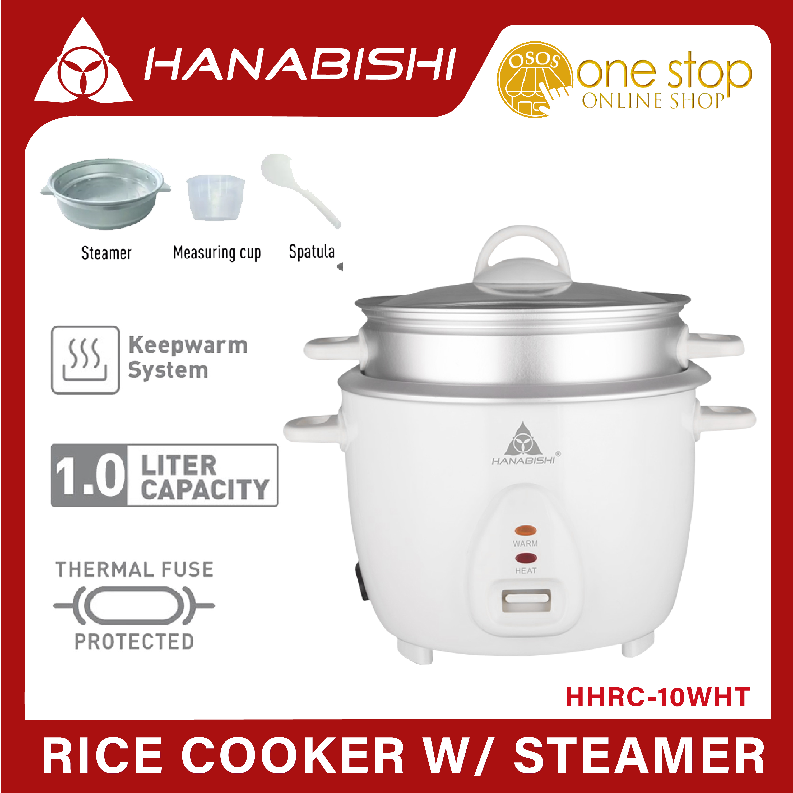 Hanabishi Rice Cooker HHRCCERC in 3 capacities (1.5 Liter, 1.8