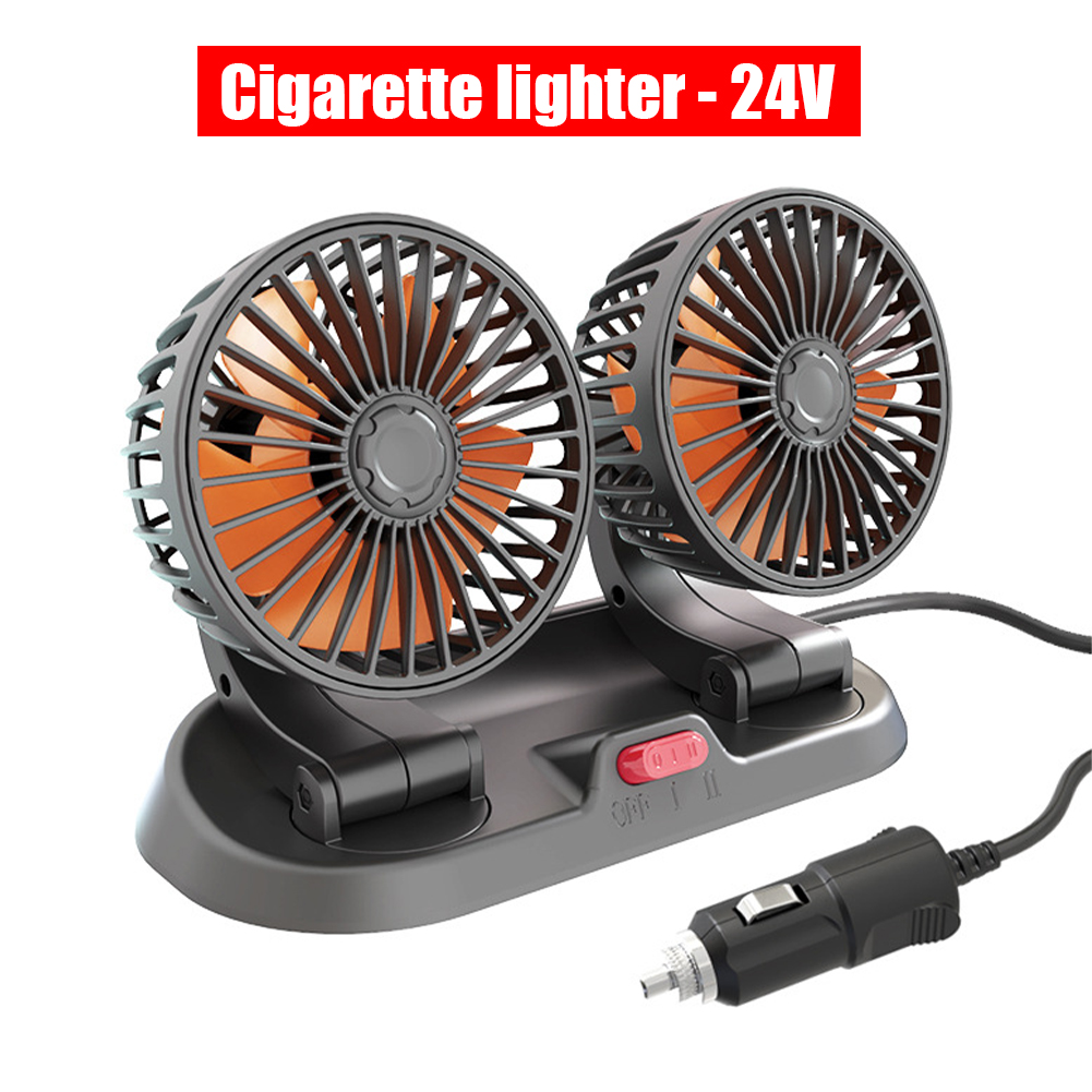 Car Electric Fan 2 Speed Adjustable Mini Dual Head Cooler Fan 12V For