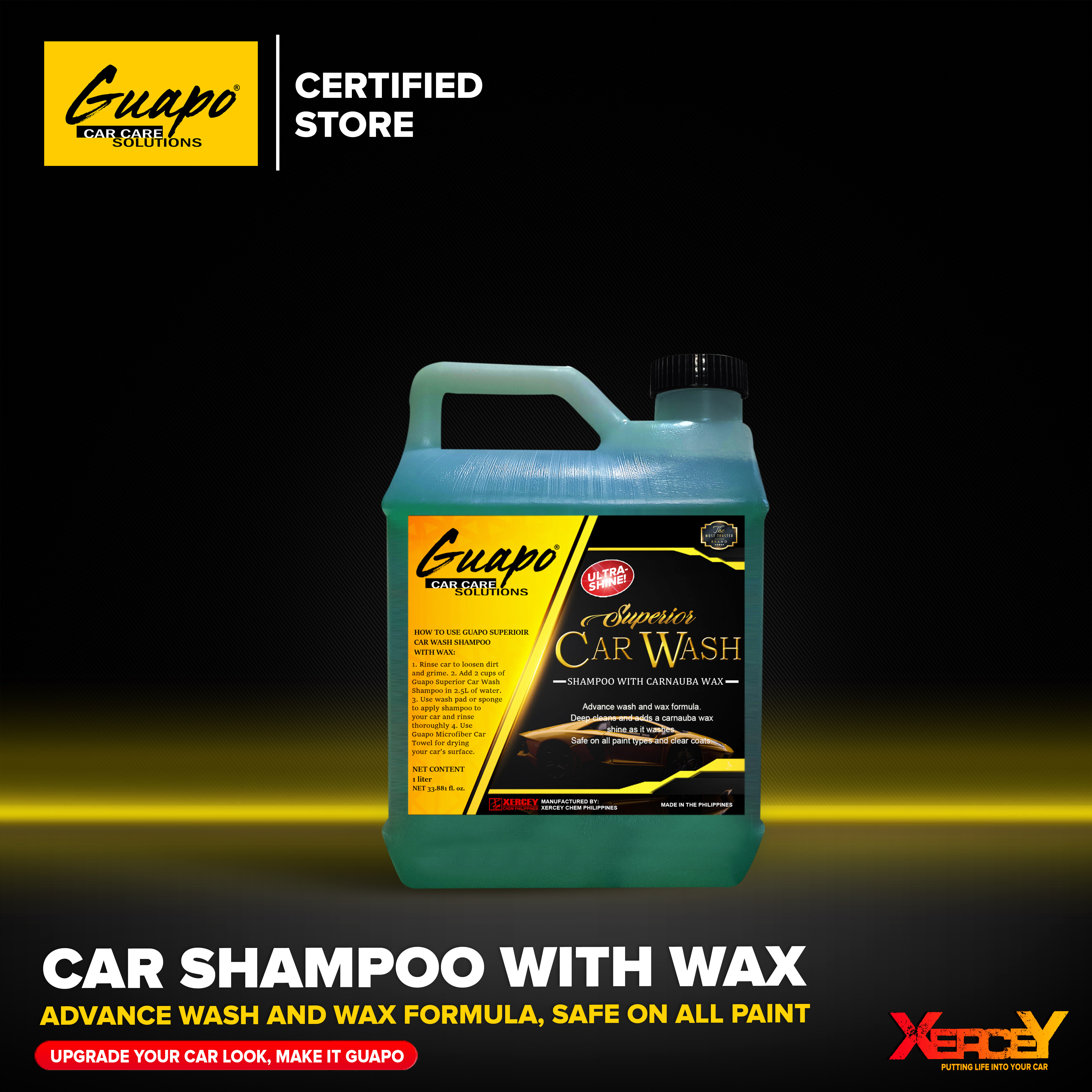 Guapo Car Care Solutions 1 Liter Superior Car Wash Car Shampoo