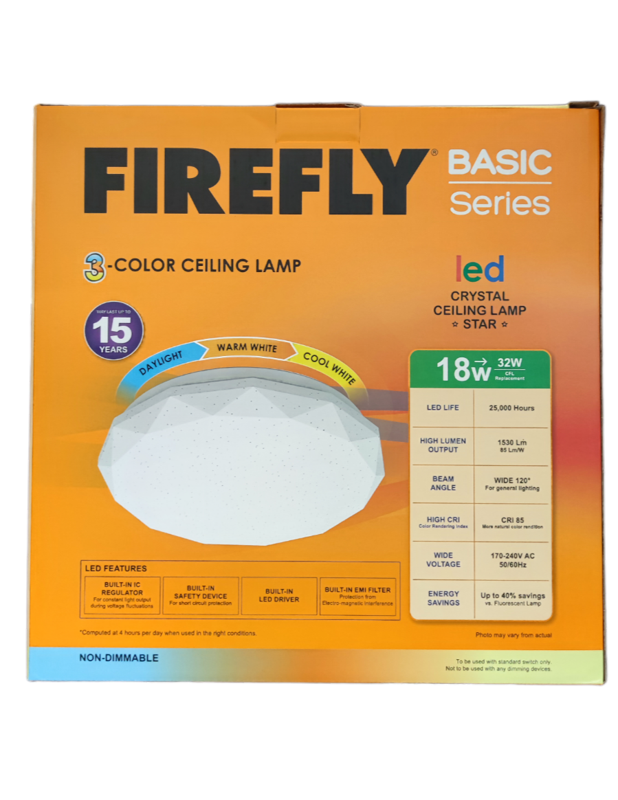 18W LED Ceiling Lamp 220V TriColor ( Firefly), 18W Tri Color LED