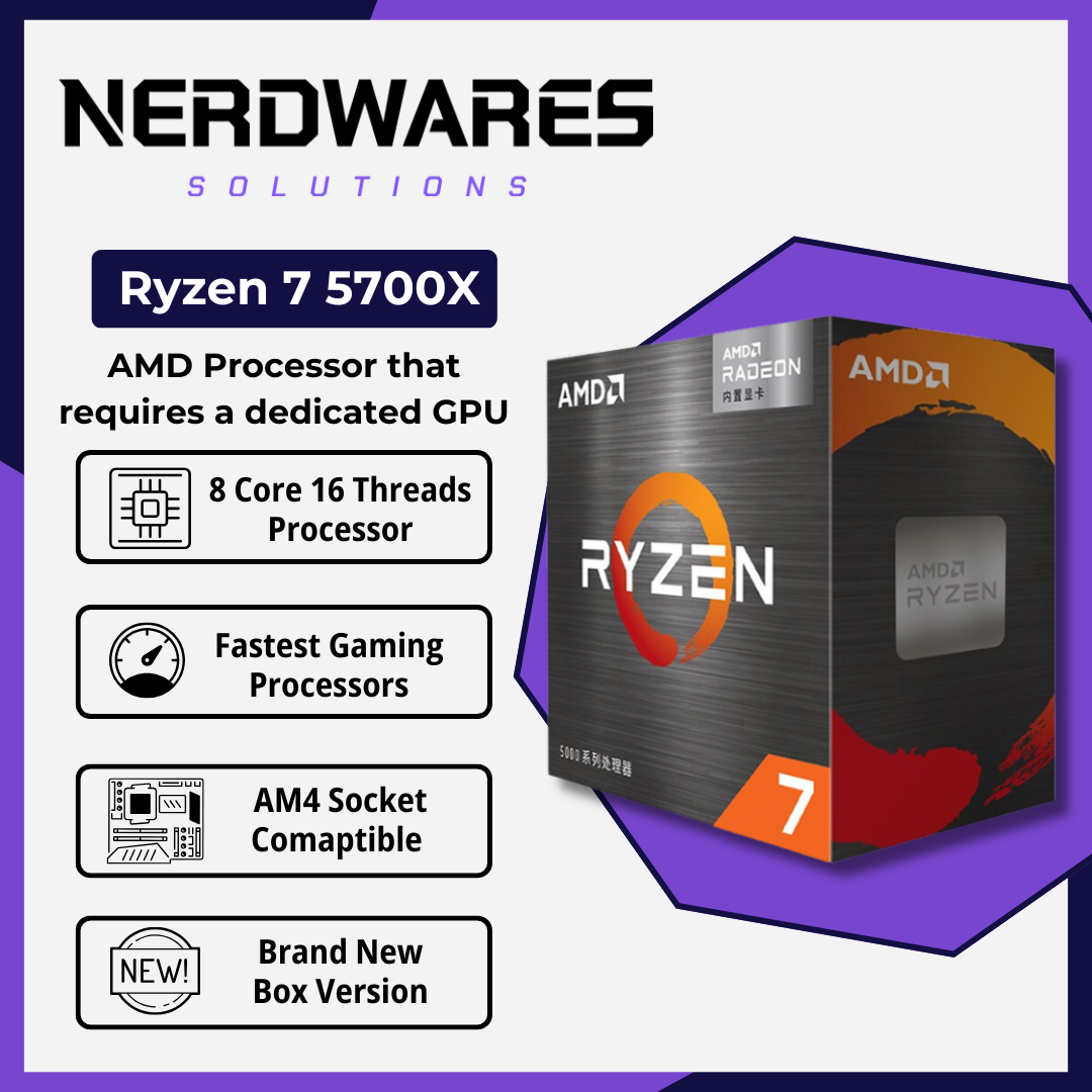NerdWares Solutions AMD Ryzen 5700X Cores 16 Threads AM4 CPU