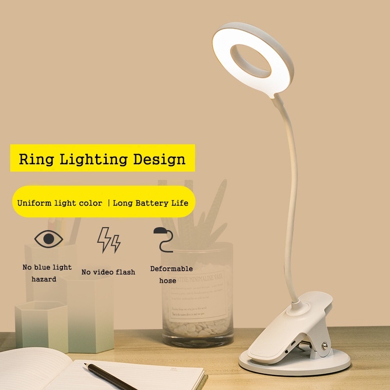 LED Foldable Study Lamp USB Rechargeable Desk Lamp Dimmable Pen Holder Lamp Shade Study Night