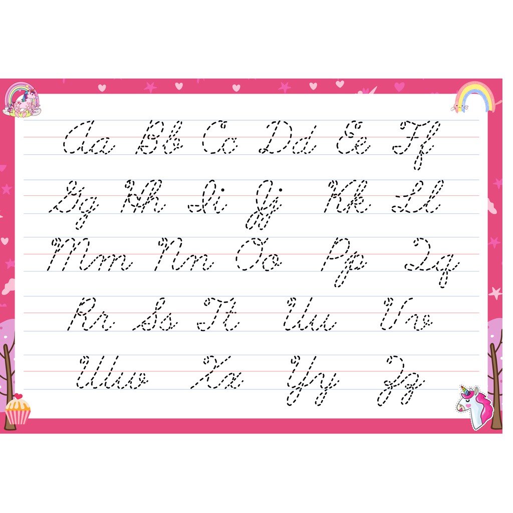 Laminated Cursive Alphabet Tracingwriting Activity 250 Microns Thick A4 Size Lazada Ph 5530