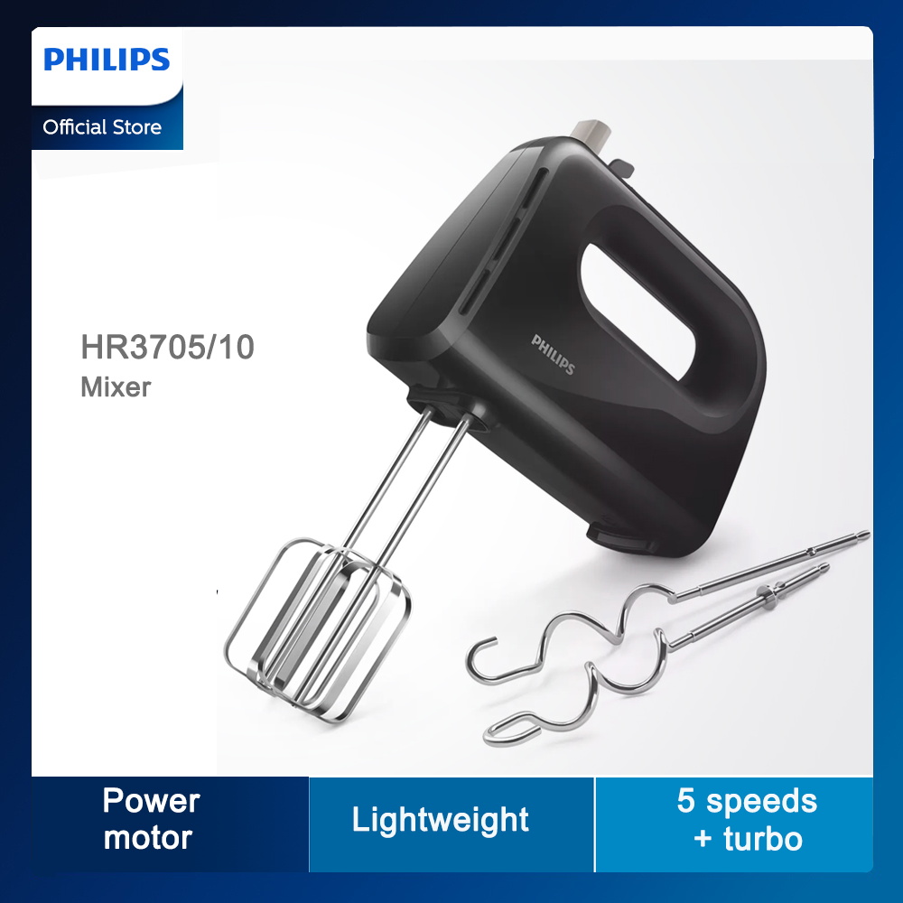 Philips HR3705 Mixer 300W 5 Speeds Turbo Strip Beaters Dough Hooks Lightweight Lazada PH