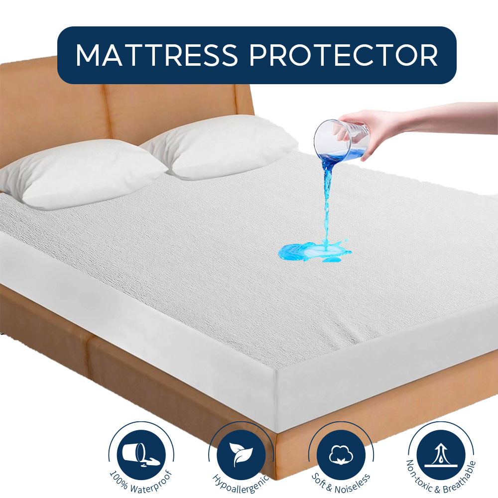 terry waterproof mattress protector double