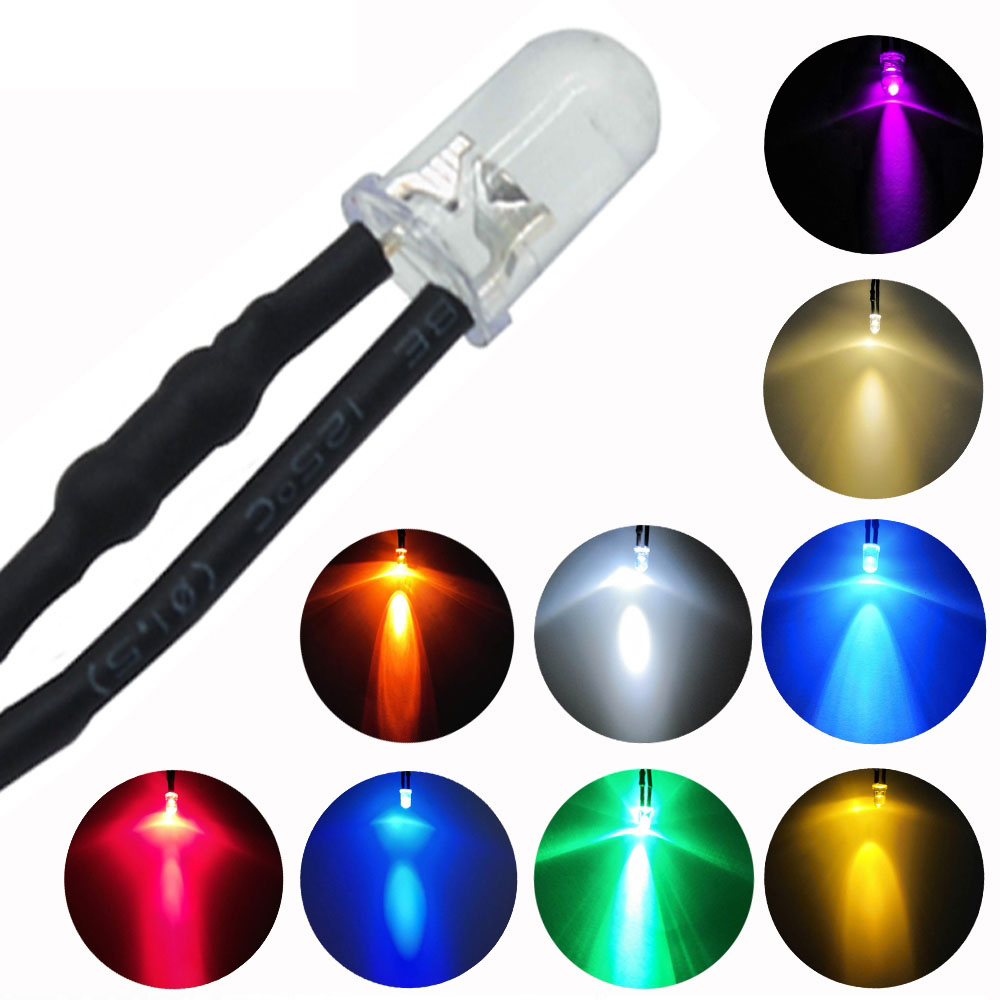 Blinking 5mm 12V Colorful Light Emit LED Wired Diode
