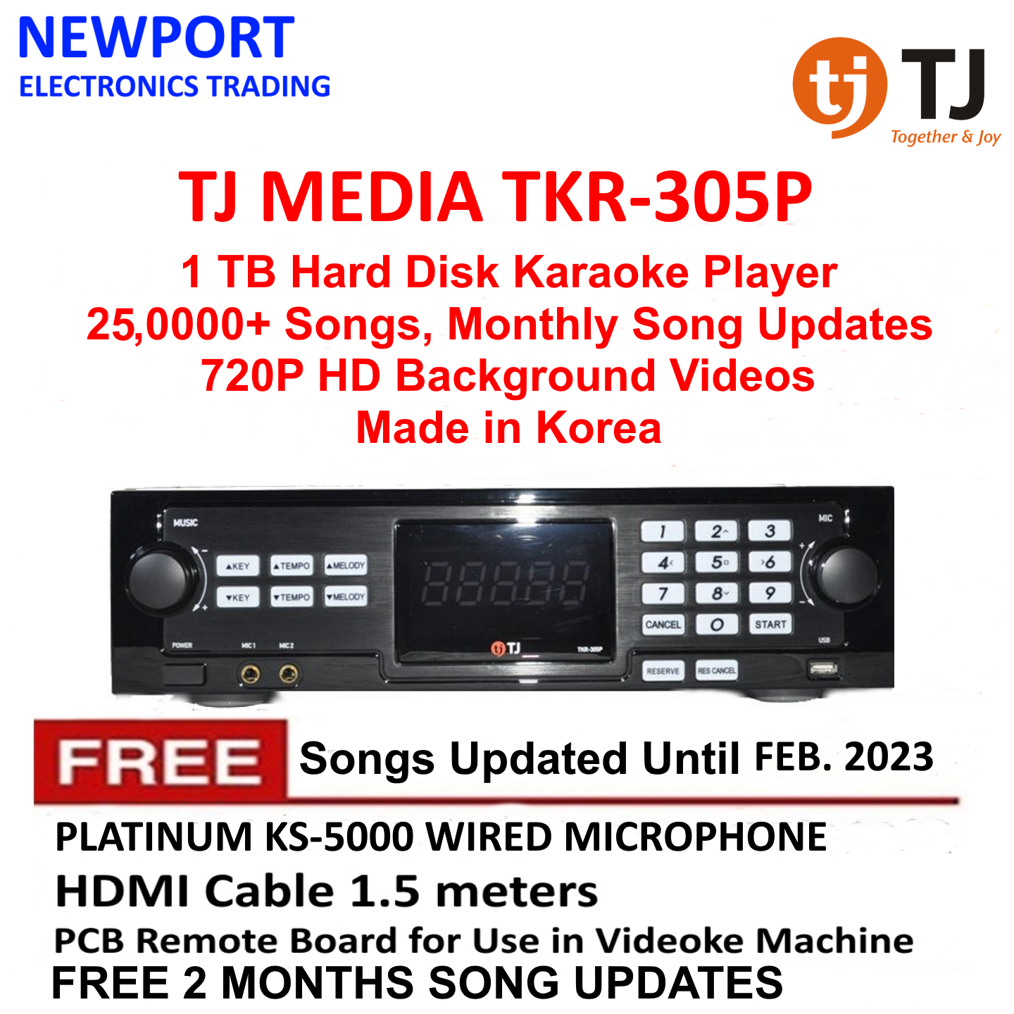 TJ Media TKR305P High Def 1 Terabyte HDD 720P High Definition Karaoke