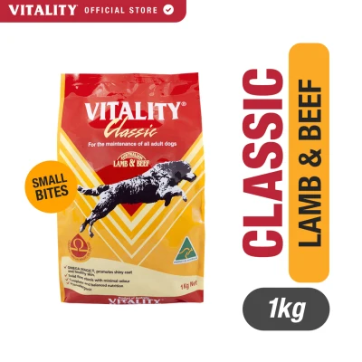 VITALITY Classic Lamb and Beef Dry Dog Food (1kg) - Small Bites for Small Breeds - for maintenance of all adult dogs