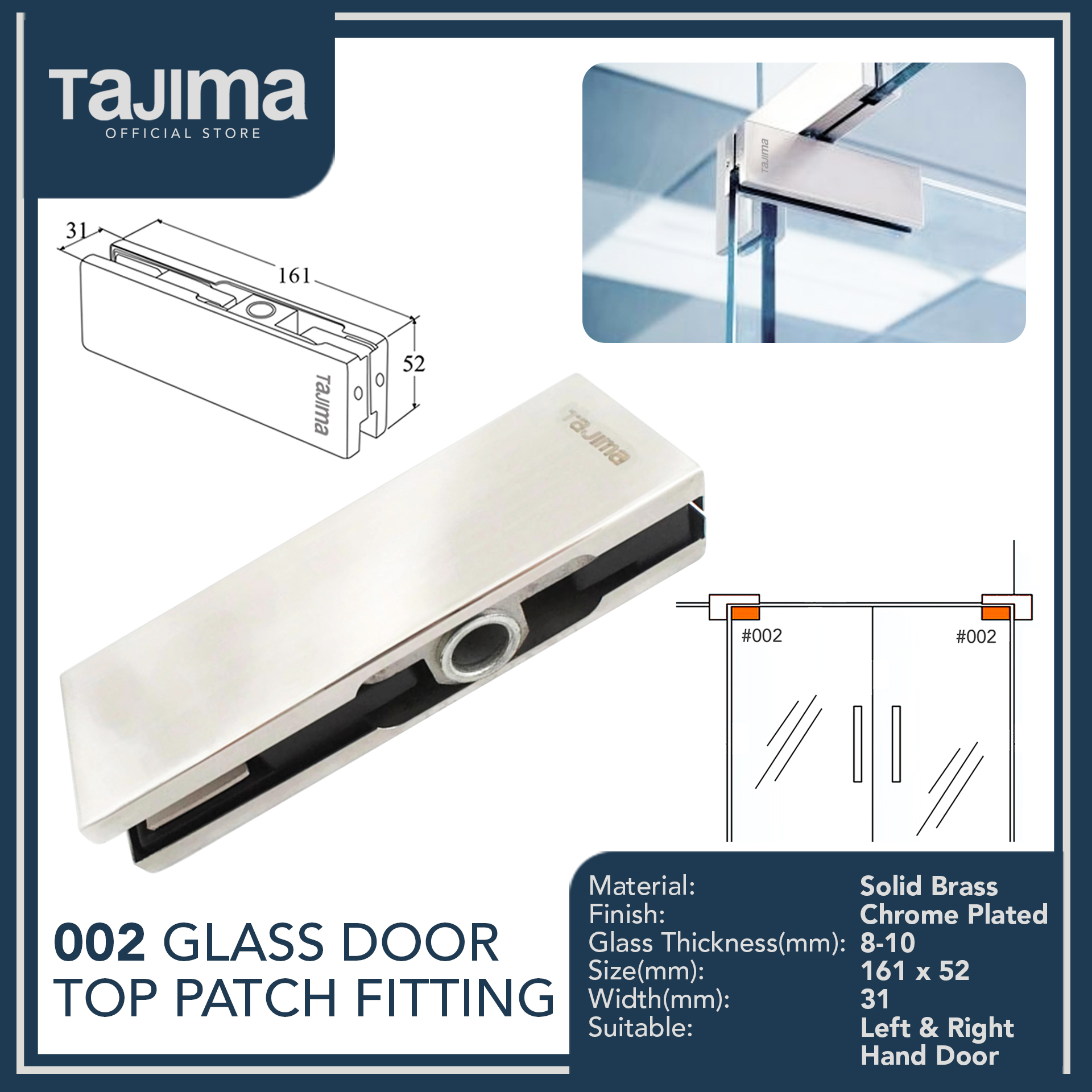 Tajima Glass Door Top Patch Fitting Stainless Steel Lazada Ph