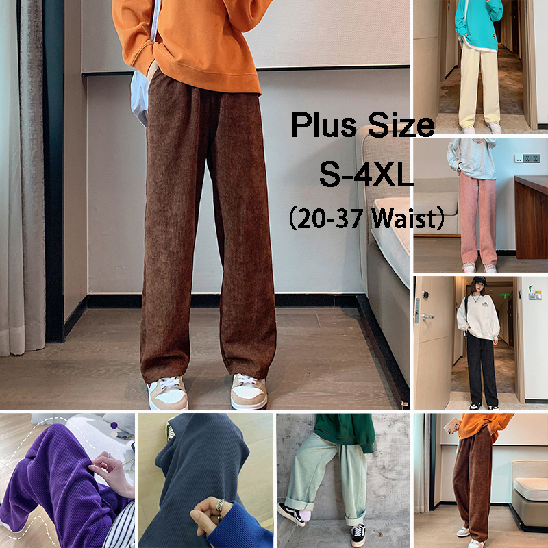 Plus Size 20-37 Waist Corduroy Pants Women Korean Casual Curdoroy
