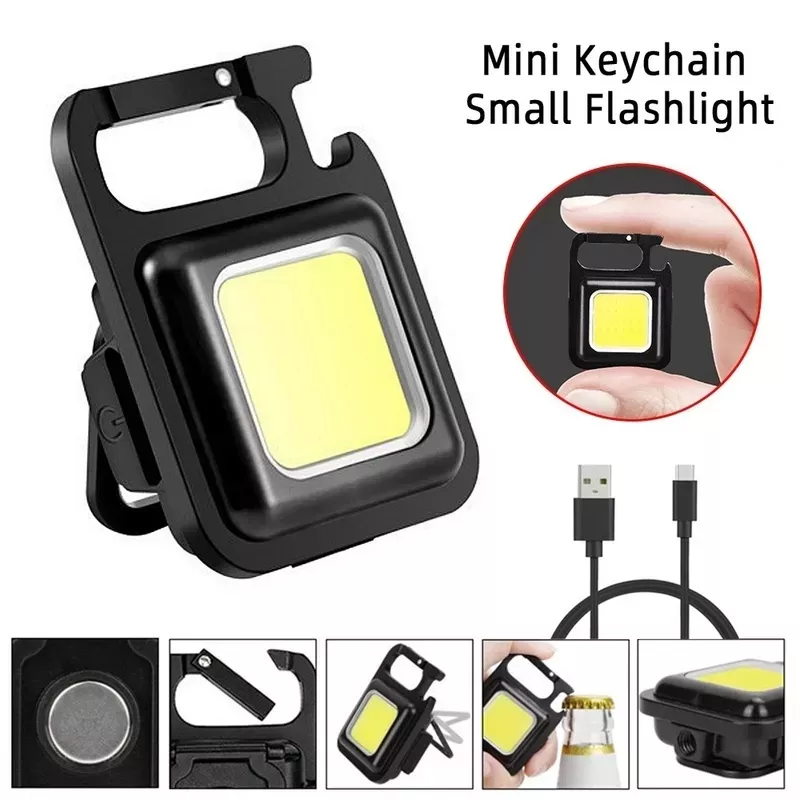 Multifunctional USB Rechargeable COB Work Lamp/ Mini Keychain LED Light ...