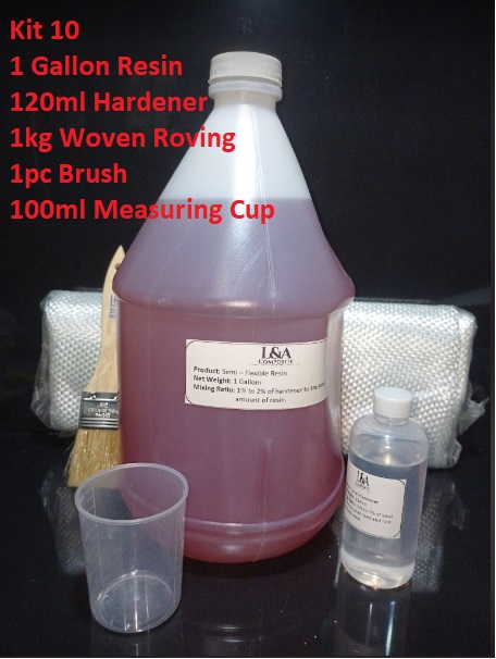 TRUE COMPOSITES Fiberglass Repair Kit: 1 Gal Polyester Resin & 1.5x38x10 Yd Mat