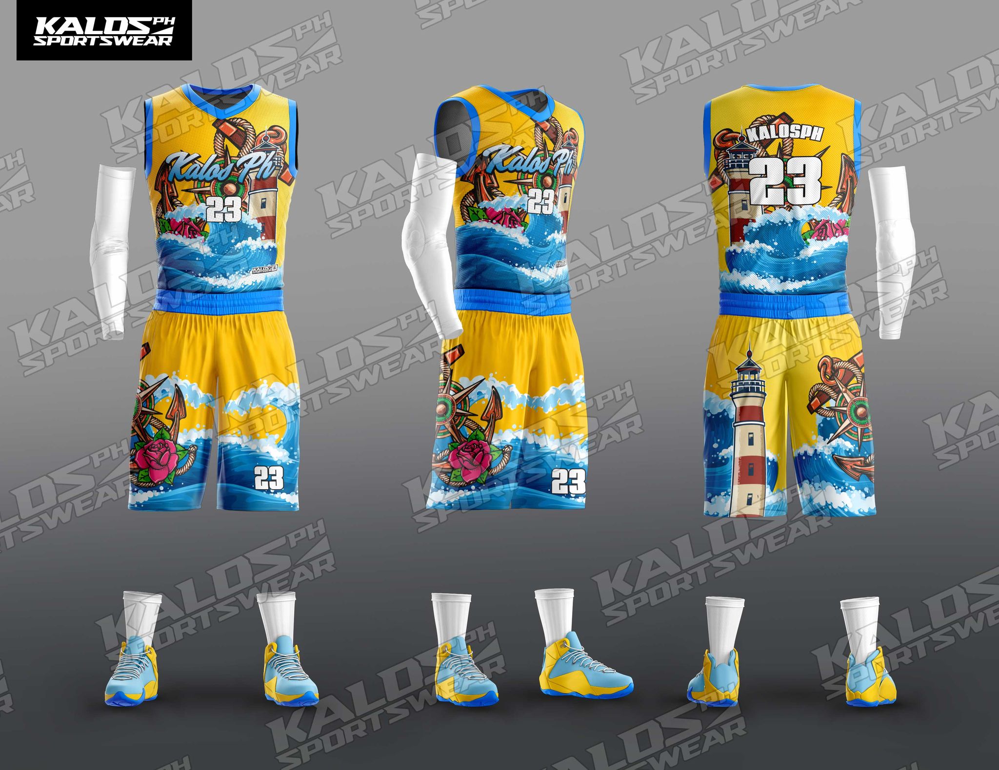 060 SEAFARER MARINE SEAMAN DESIGN BASKETBALL JERSEY SET SANDO AND SHORT