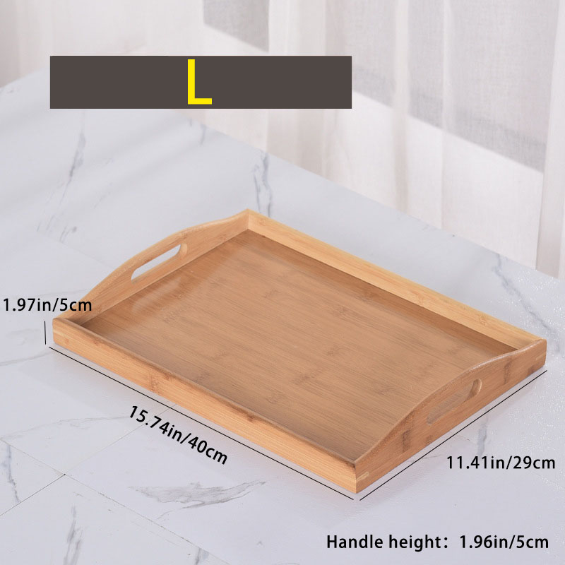 Bamboo Serving Tray with Handles,14.96* 9.84 Wooden Breakfast