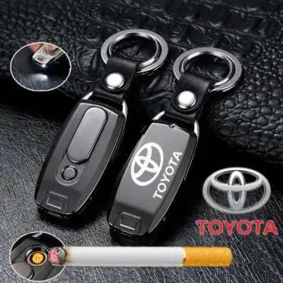 Toyota Lighter USB Flashlight Multi-function Car Motorcycle Metal Keychain for Men Gift