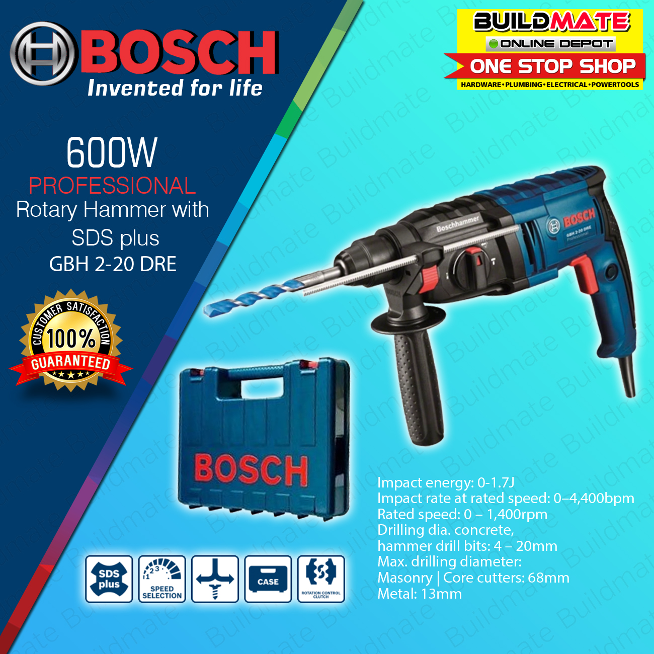 BOSCH Professional Rotary Hammer Chipping Gun Drill with SDS plus 600W