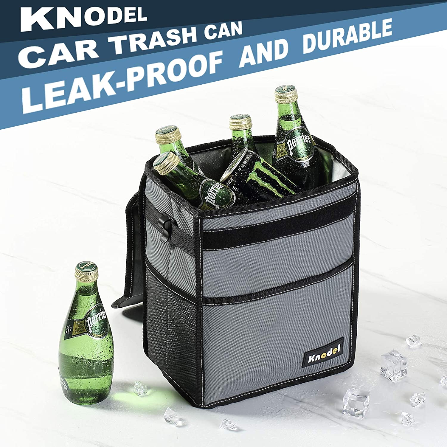K KNODEL Car Trash Can, Waterproof Car Garbage Can, Car Trash Bag with Lid,  Leak